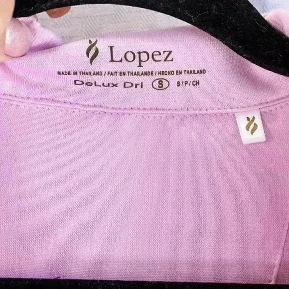 Lopez/Nancy Lopez Size S DeLux Dri pink geometric embossed short sleeve polo - Picture 3 of 16